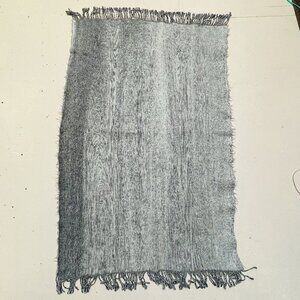 Williams Sonoma Throw Blanket 52.5 x 32 Gray White Cotton Alpaca Fringe